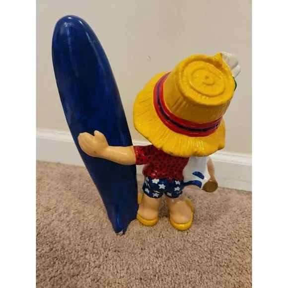 Vintage Smiley Boy Surfer Surf Board Ceramic, 1970s Era, 11''